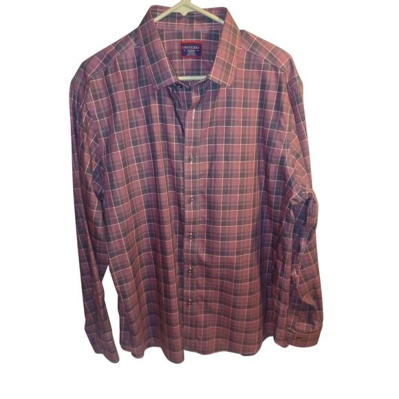 Untuckit Shirt Mens Xl Red Plaid Long Sleeve Button Up - Picture 1 of 6